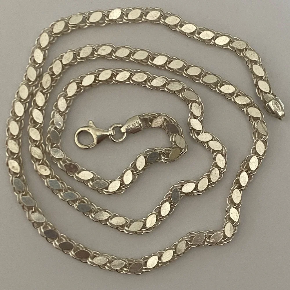925 silver 23.5” 4mm handmade chain necklace Unisex